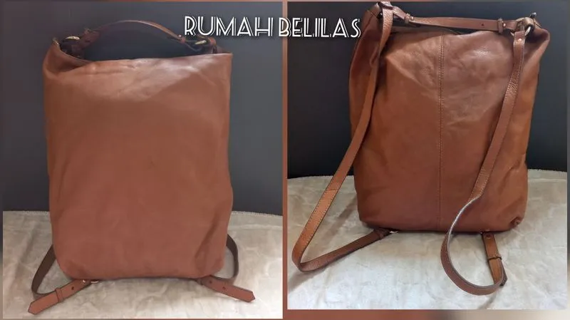 ZARA Minimalist Backpack Wanita brown photo 1