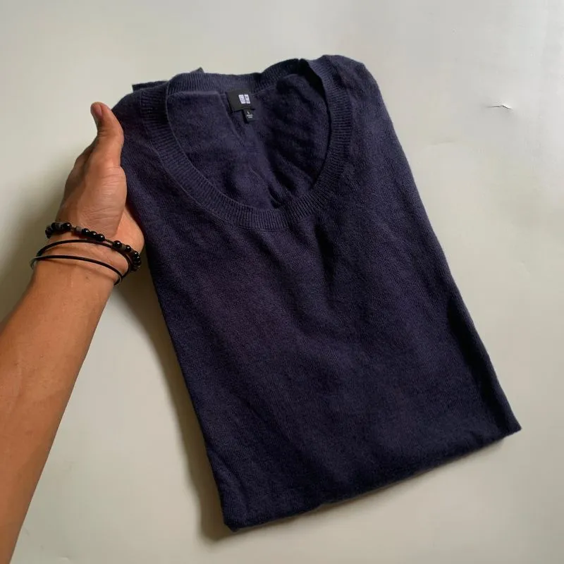 Long sleeve t-shirt Uniqlo Soft knit Navy photo 1