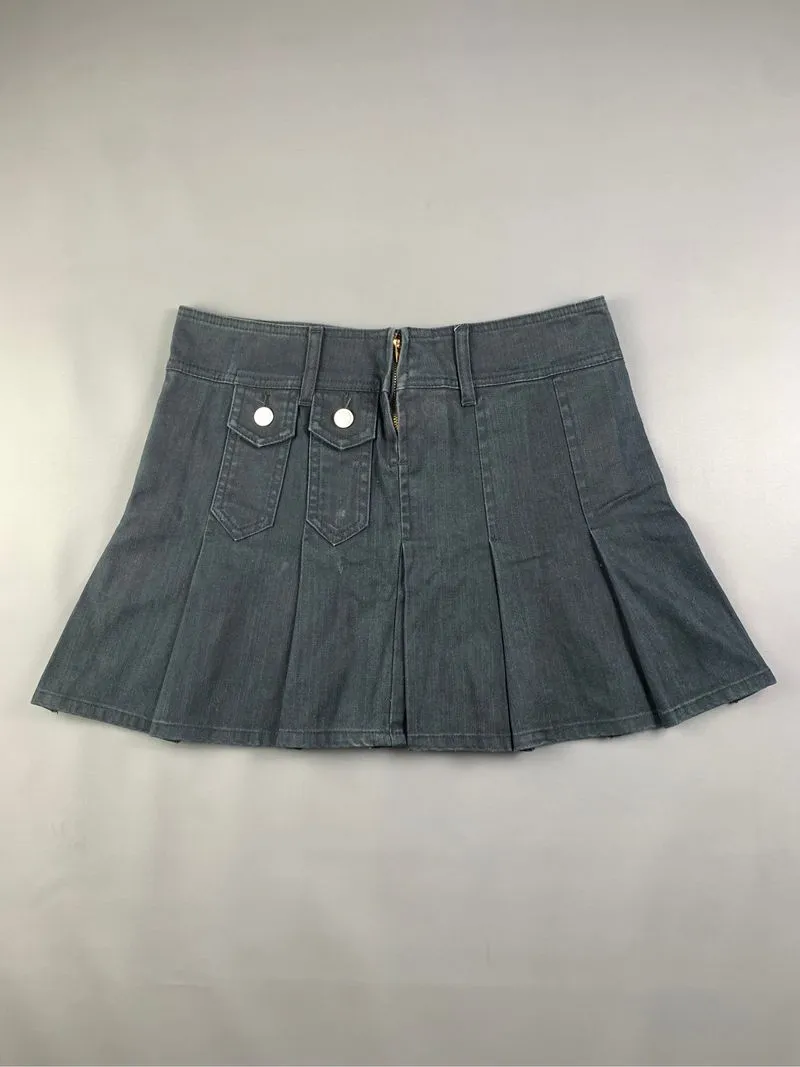 GF Jeans Black Pleated Pocket Zip Mini Skirt (30) photo 1