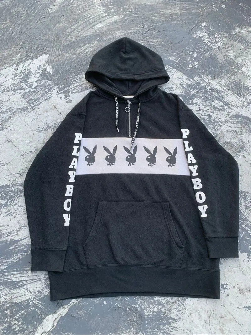 Y2K Vintage Playboy Bunny Half Zip Hoodie photo 1