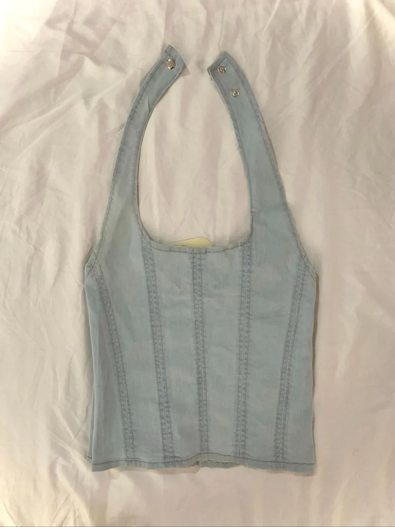 la douce denim corset-style halter top photo 1