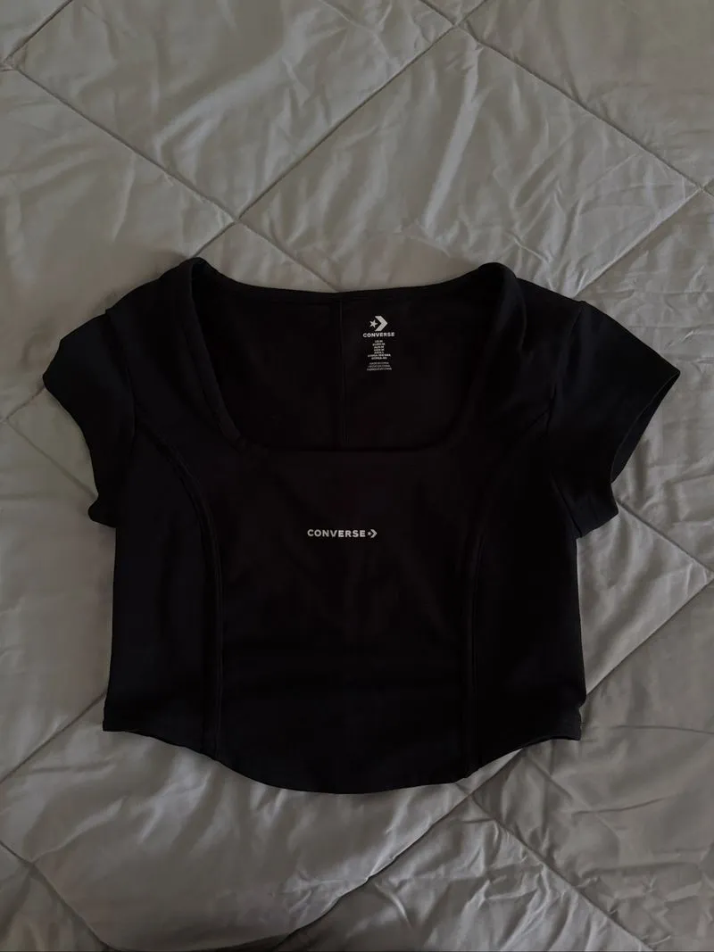 Black Converse Wordmark Corset T-shirt photo 1