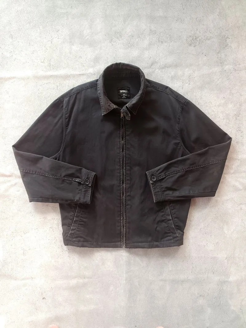 Black Work Jacket Harrington Cotton Canvas Casual Boxy SPAO photo 1