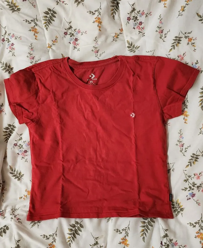 CONVERSE Red Tee Pink Logo photo 1