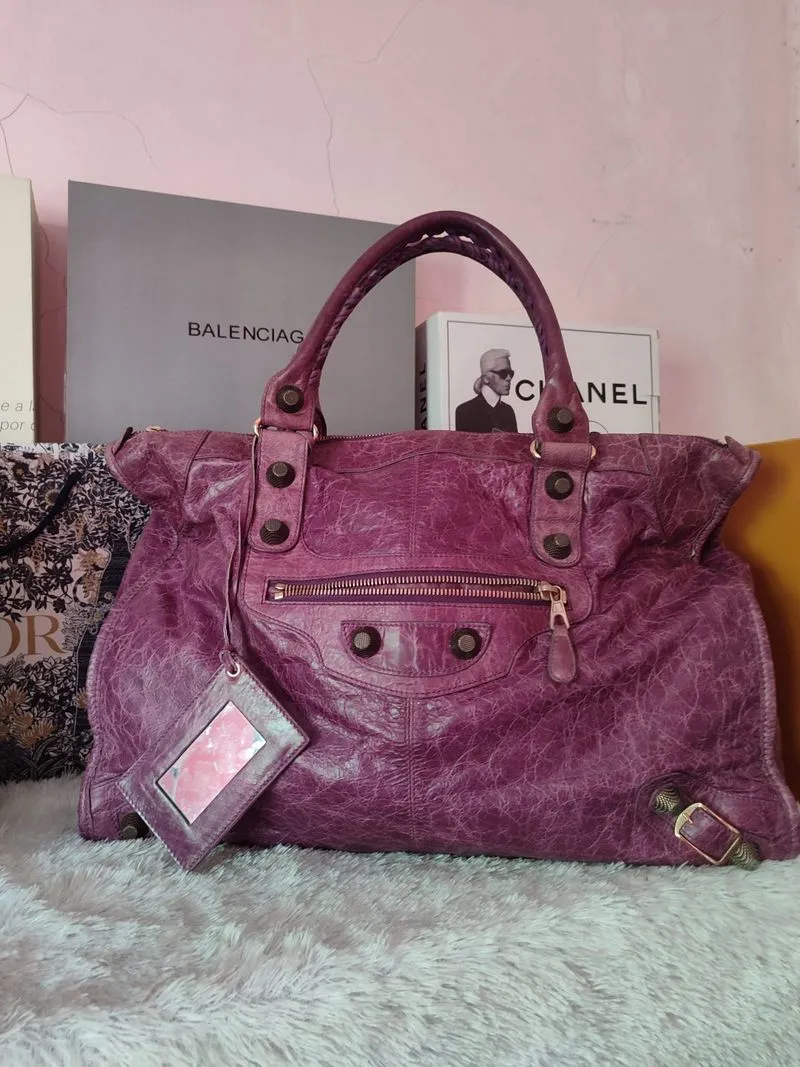 Balenciaga Balen Purple Weekender Giant Rose Gold Hardware photo 1