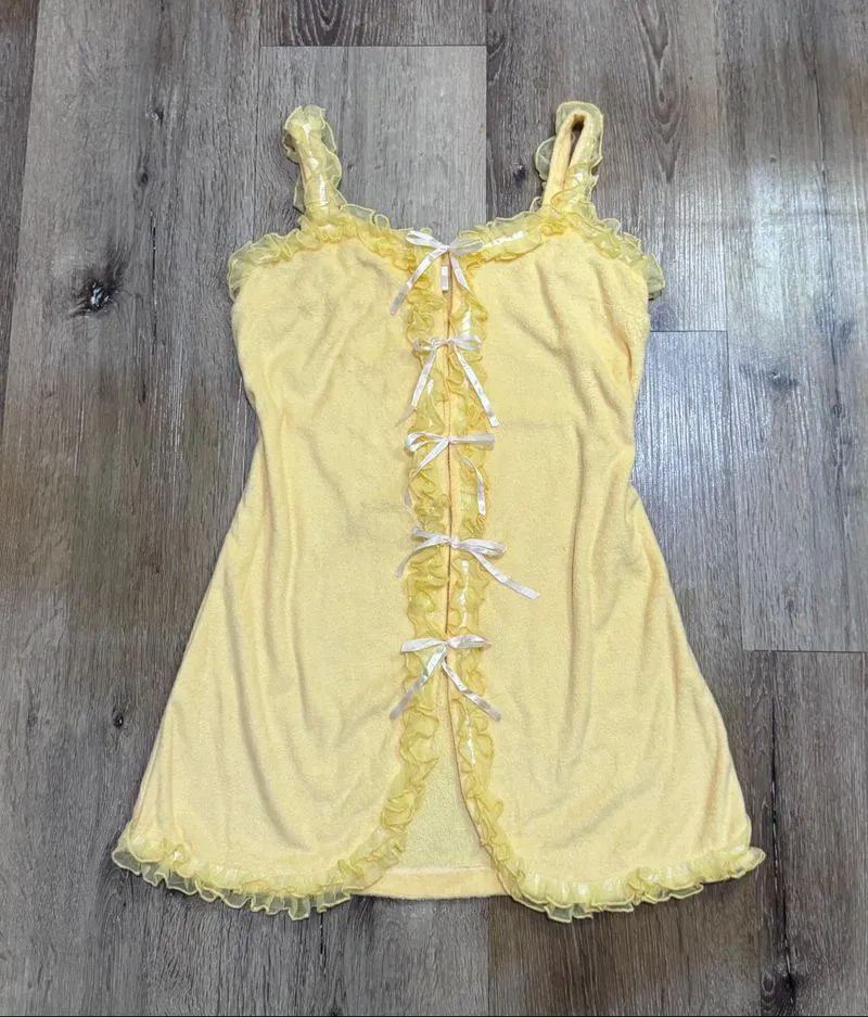 Baby Yellow Terry Cloth Ribbon Dress photo 1