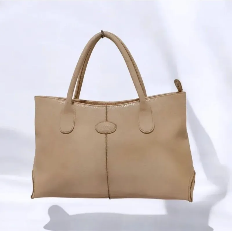 Tod's Iconic Beige Genuine Leather Tote / Shoulder Bag Ori photo 1