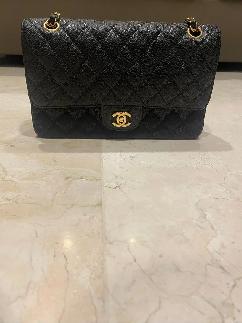 CHANEL Medium Classic Caviar Double Flap Bag GHW photo 1