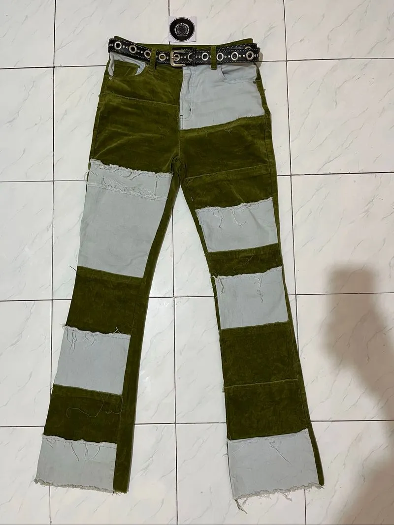 Akira Denim Flare Patchwork Corduroy Pants  photo 1