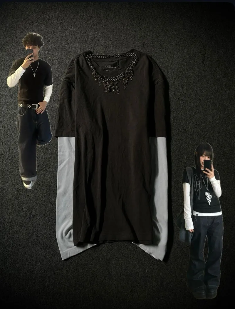 Cartiez style double sleeve y2k grunge emo streetwear photo 1