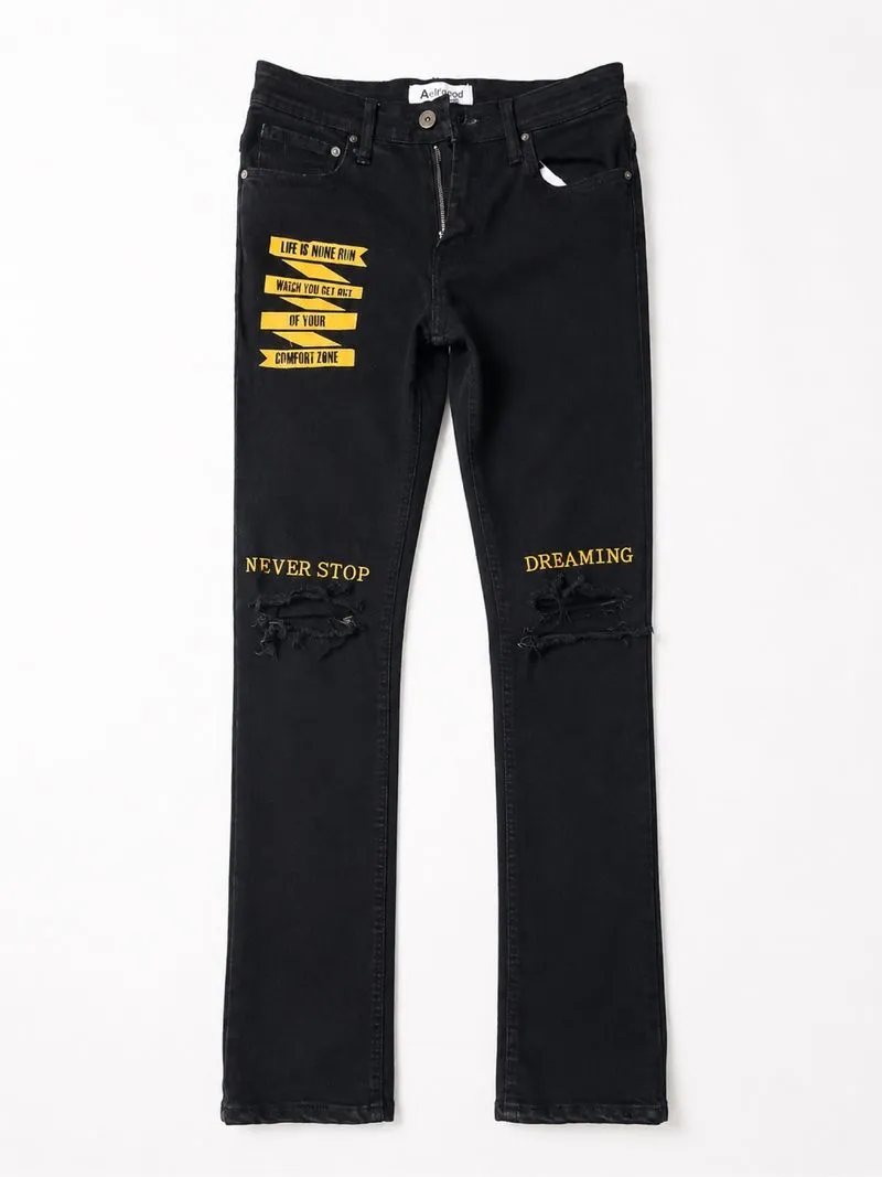 Papago Jeans Skinny Fit Black Distressed Graphic Denim photo 1