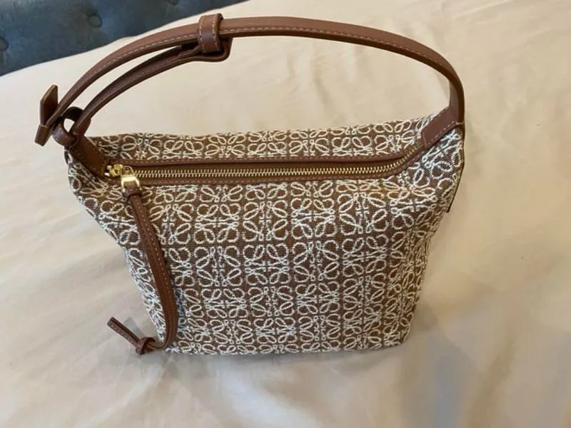 LOEWE Small Cubi Bag Anagram Jacquard in Tan / Pecan photo 1