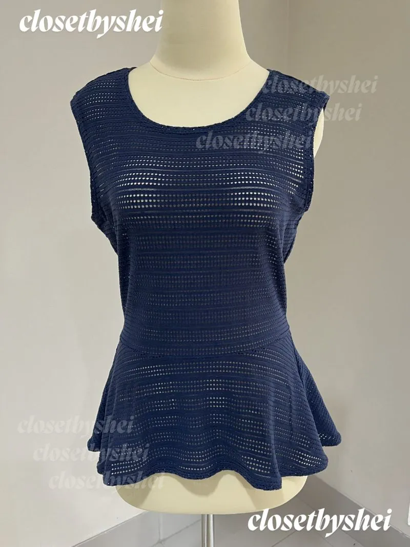 BCBGMAXAZRIA net peplum tank sleveless top outer photo 1
