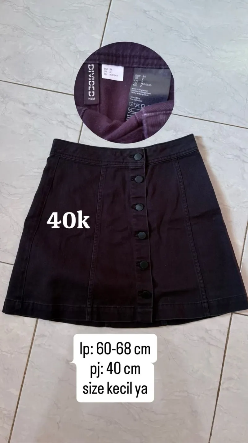 skirt rok jeans pendek h&m hitam photo 1