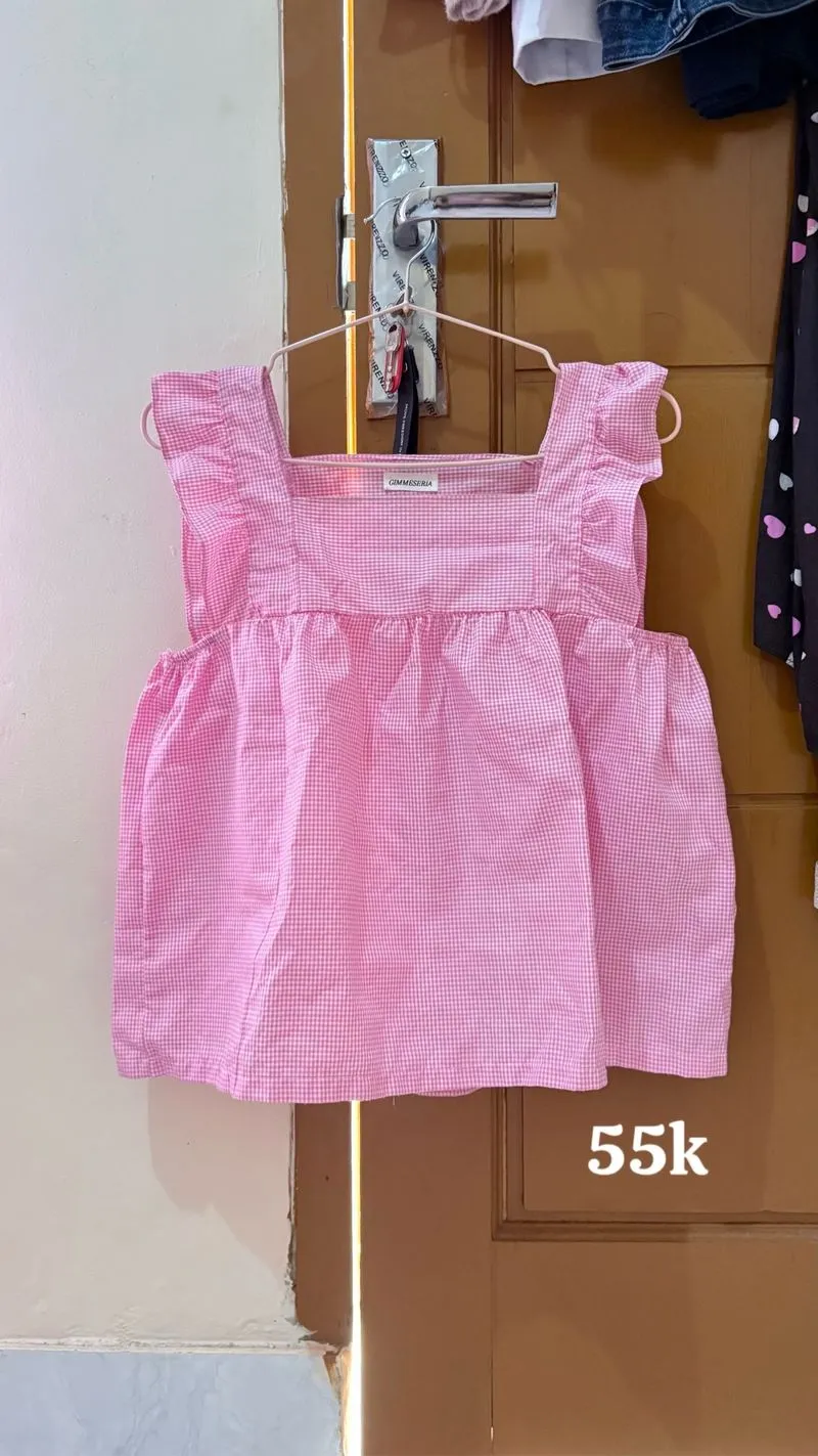 gingham top pink babydoll ruffle photo 1