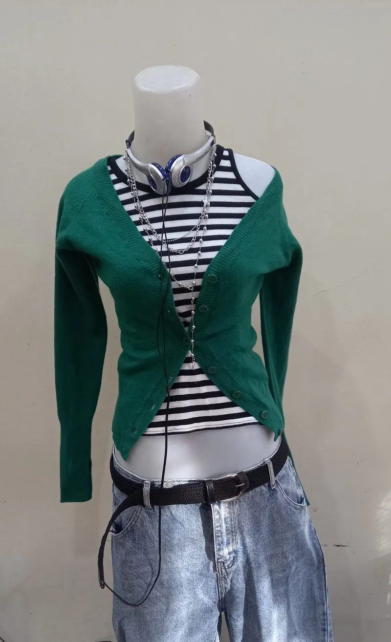 One Set Michel Klein Green Cardi w Inner photo 1