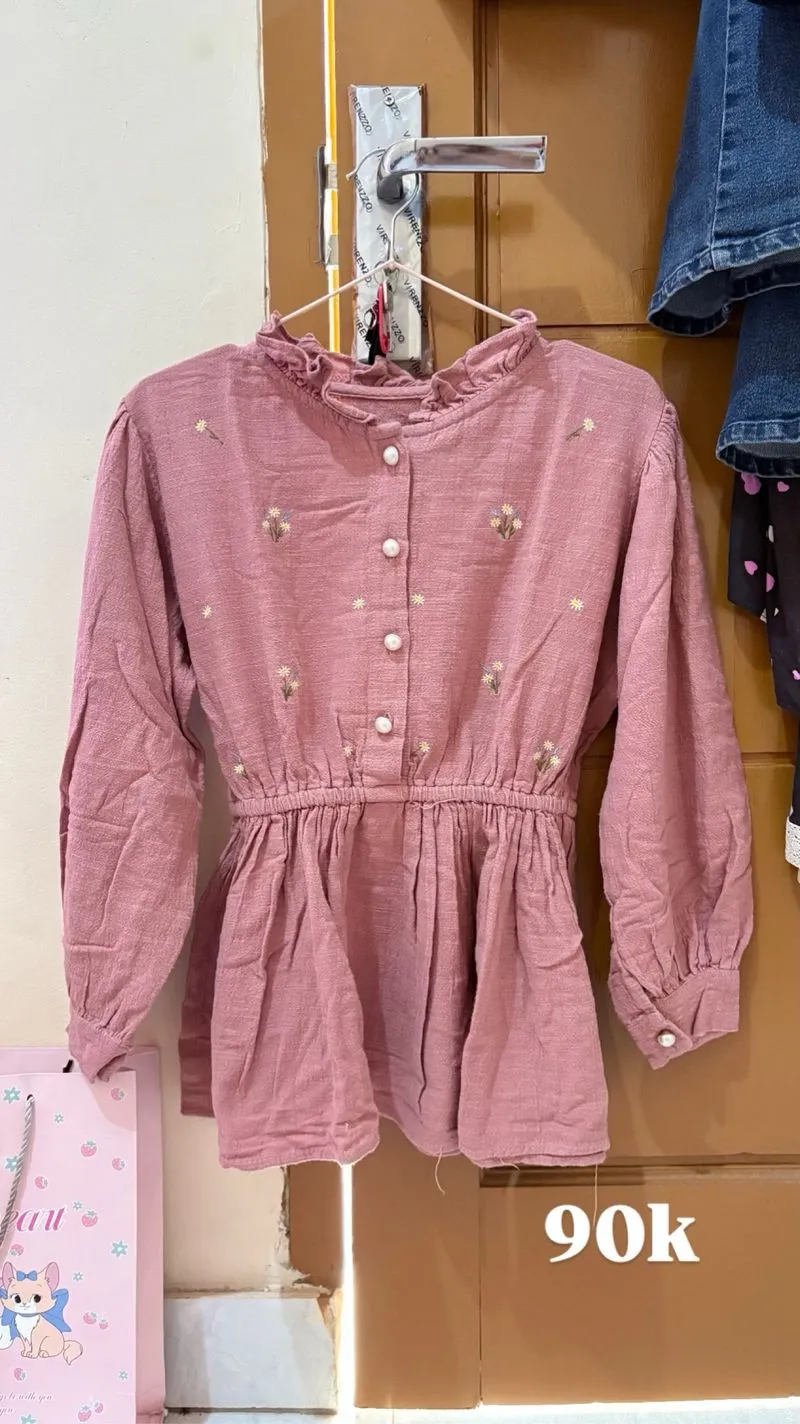 biel the label blouse pink ruffle bunga bibbi  photo 1