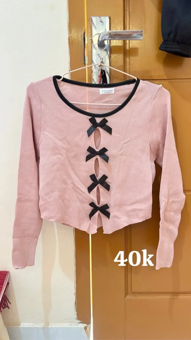 cardigan pink ribbon outer inner pink pita photo 1