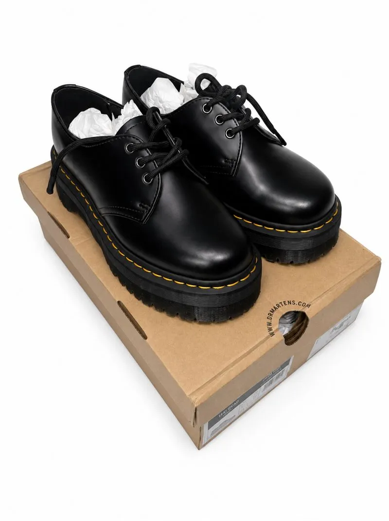 Dr Martens 3 eye quad black 1461 polished smooth docmart photo 1