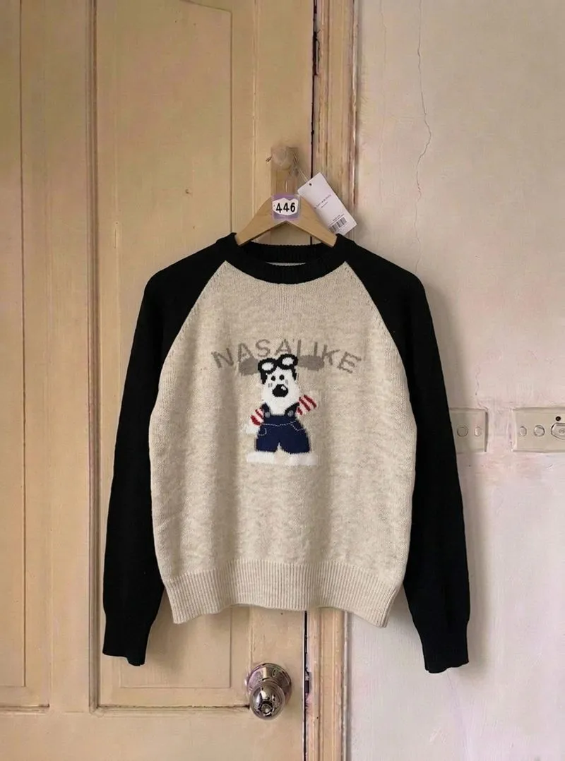 NASALIKE| Sweater Printed Character Pullover Women's Korean photo 1
