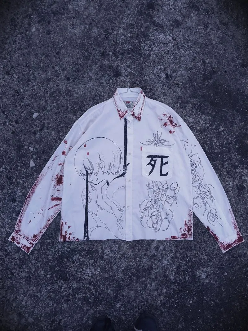 custom handpainting white shirt  photo 1