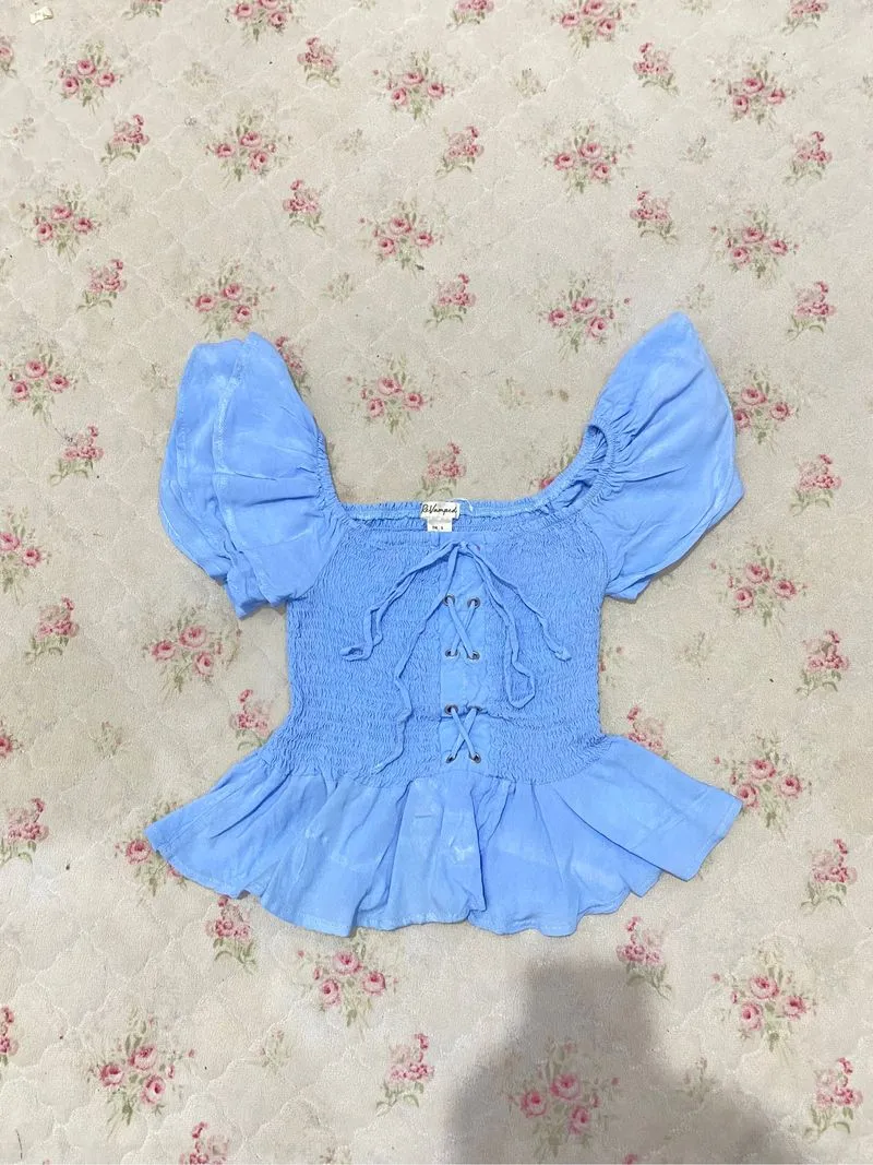 top baby lue smoke milmmaid coquette babydoll cute y2k bkk🩵 photo 1