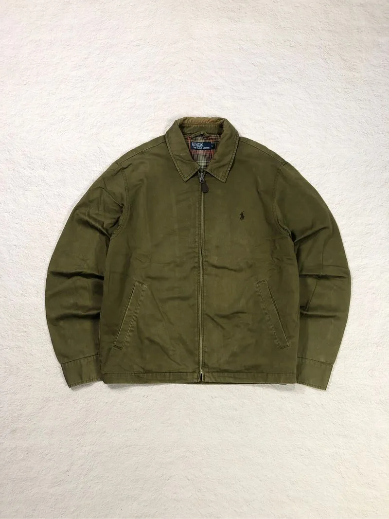 vintage polo ralph lauren harrington work jacket olive green photo 1