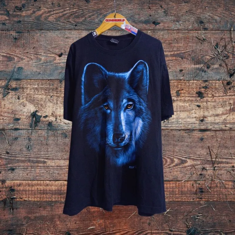 WILD - MOONLIGHT WOLF animal habitat graphic vintage tee  photo 1