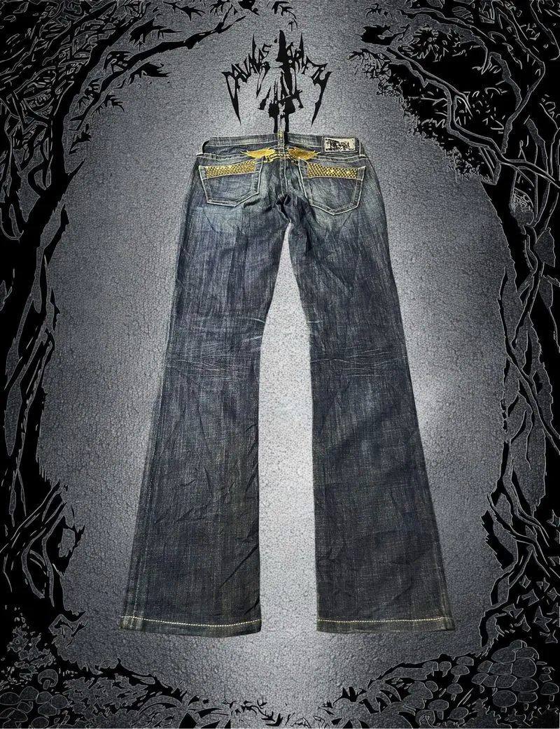 Flare/Botcut Robin’s Jeans Embroidered Wings Button Lowwaist photo 1