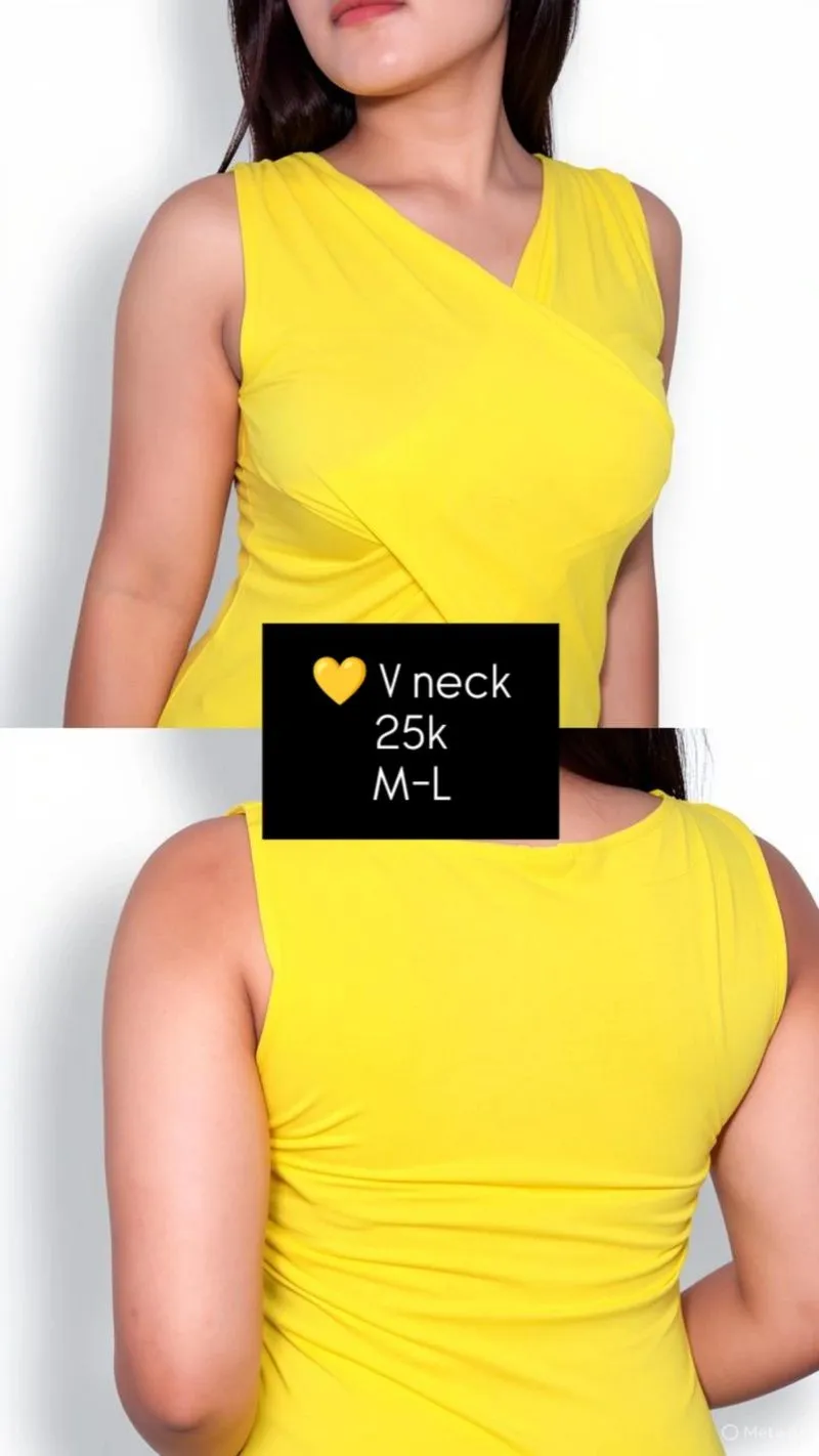 top kuning v neck photo 1