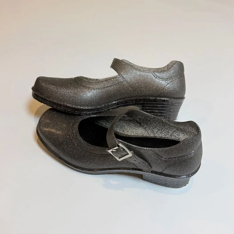 Silver Grey Jelly Mary Jane Heel Shoes 38 photo 1