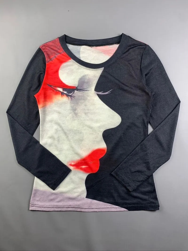 Beauty Girl Face Longsleeve Mesh Top (L) photo 1