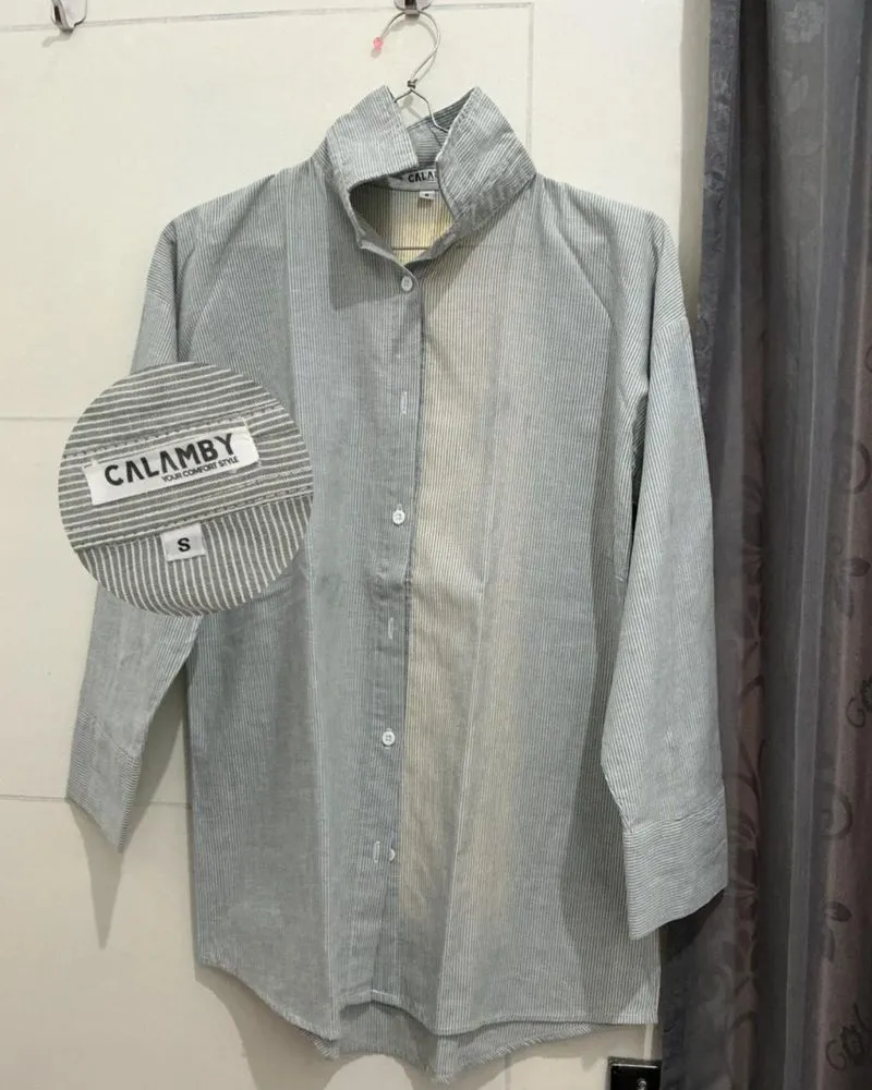 Calamby Kemeja Cala Stripes Ash Grey photo 1