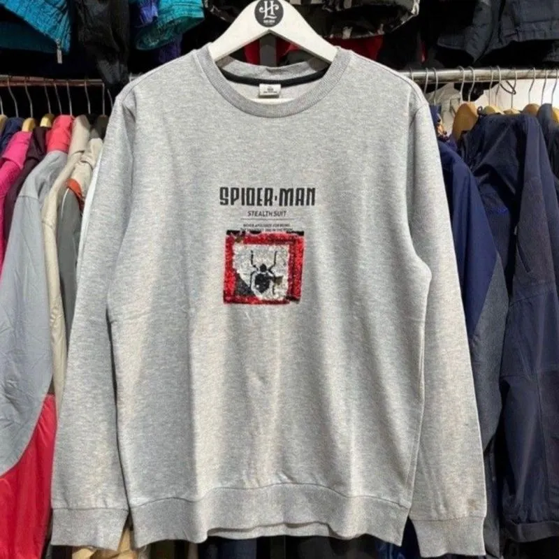 Size L - Marvel Spider-Man Stealth Suit Crewneck Grey Offici photo 1