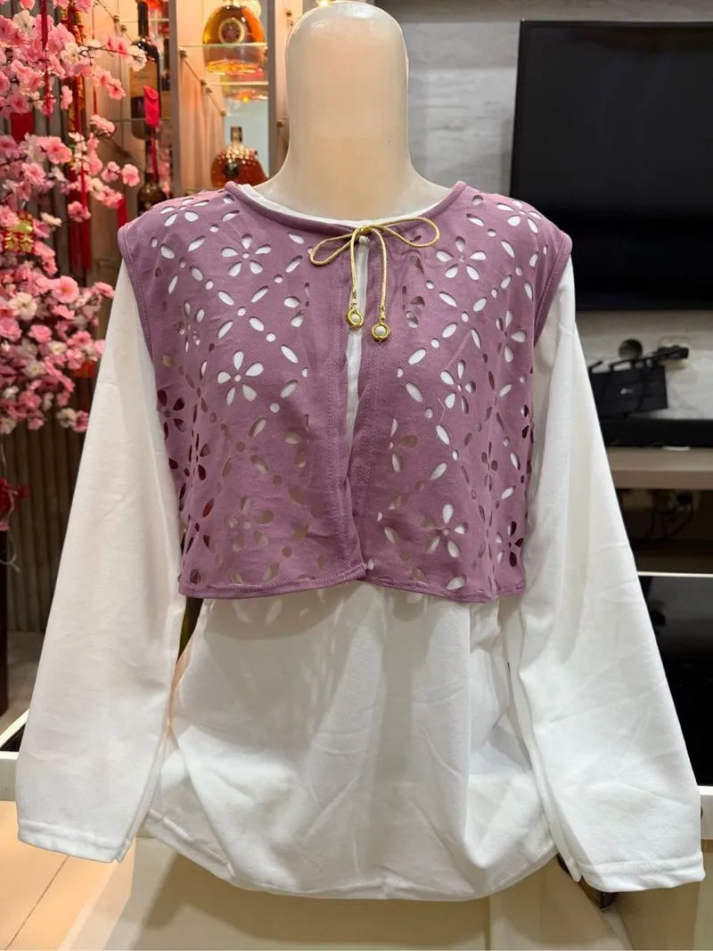 Hana Styles-Atasan Kemeja Vest Menyatu/Blouse Combi Vest  photo 1
