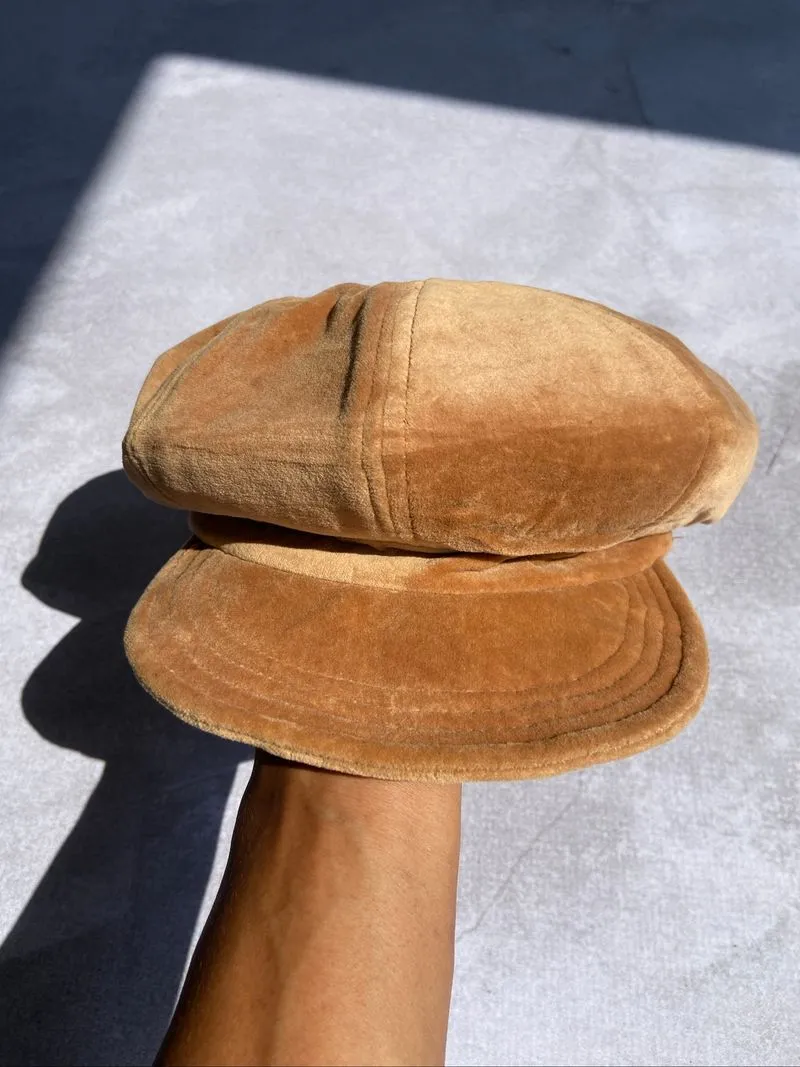 Vintage  Newsboy hat Suede 90s photo 1