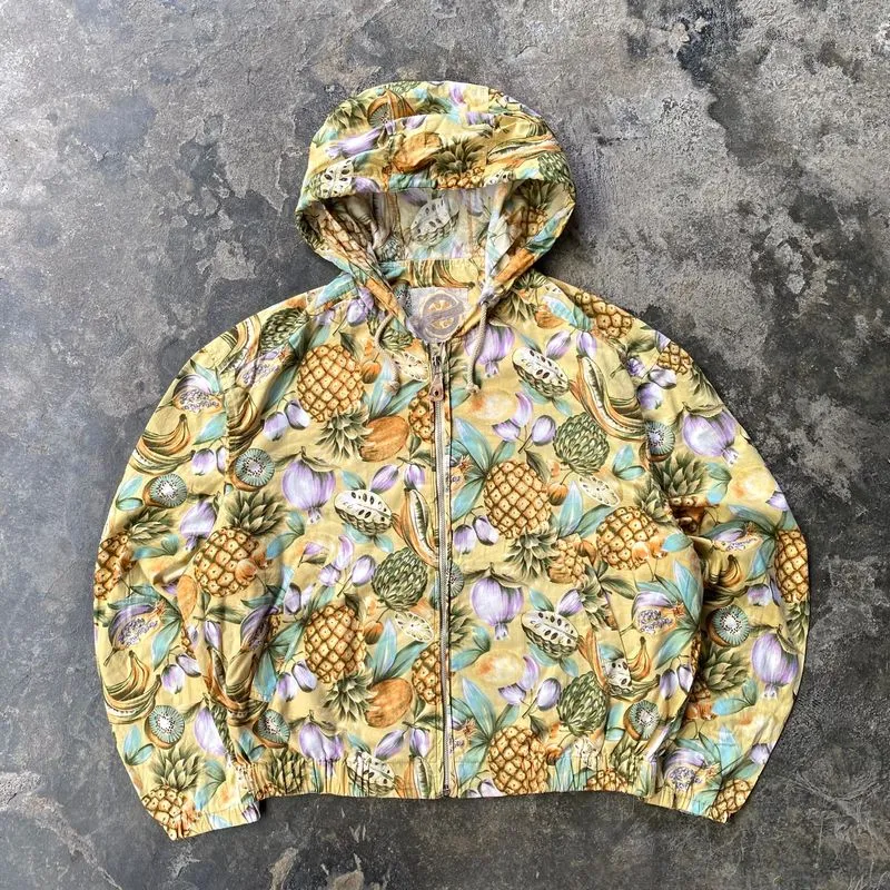 Vintage Hawaiian Fruit Pattern Cotton Hoodie photo 1