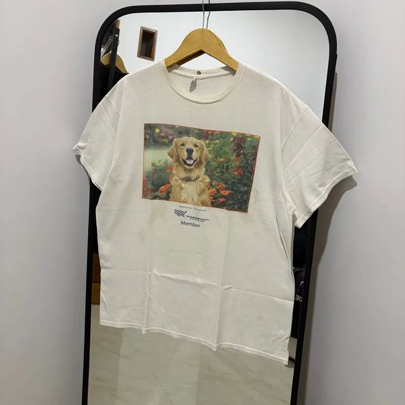 Kaos Vintage Dog Graphic Cream Oversize Tee photo 1
