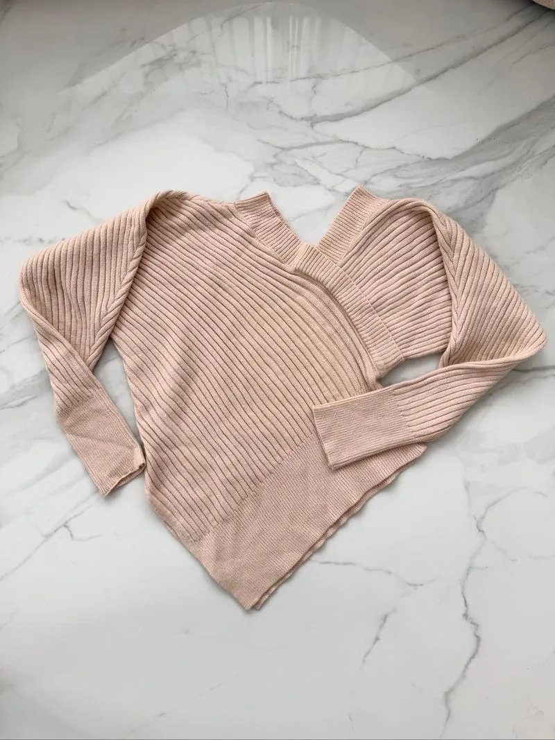 Asymetric premium knit top women photo 1