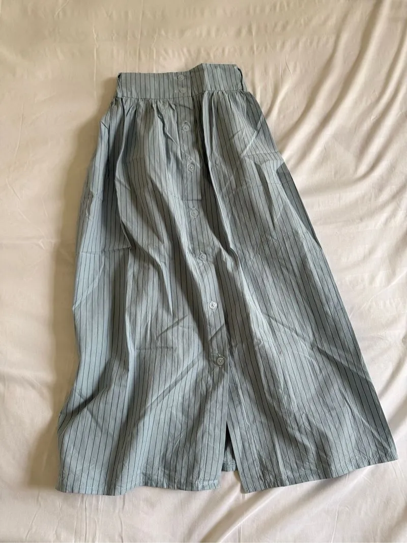 Blue Stripe Midi Skirt photo 1