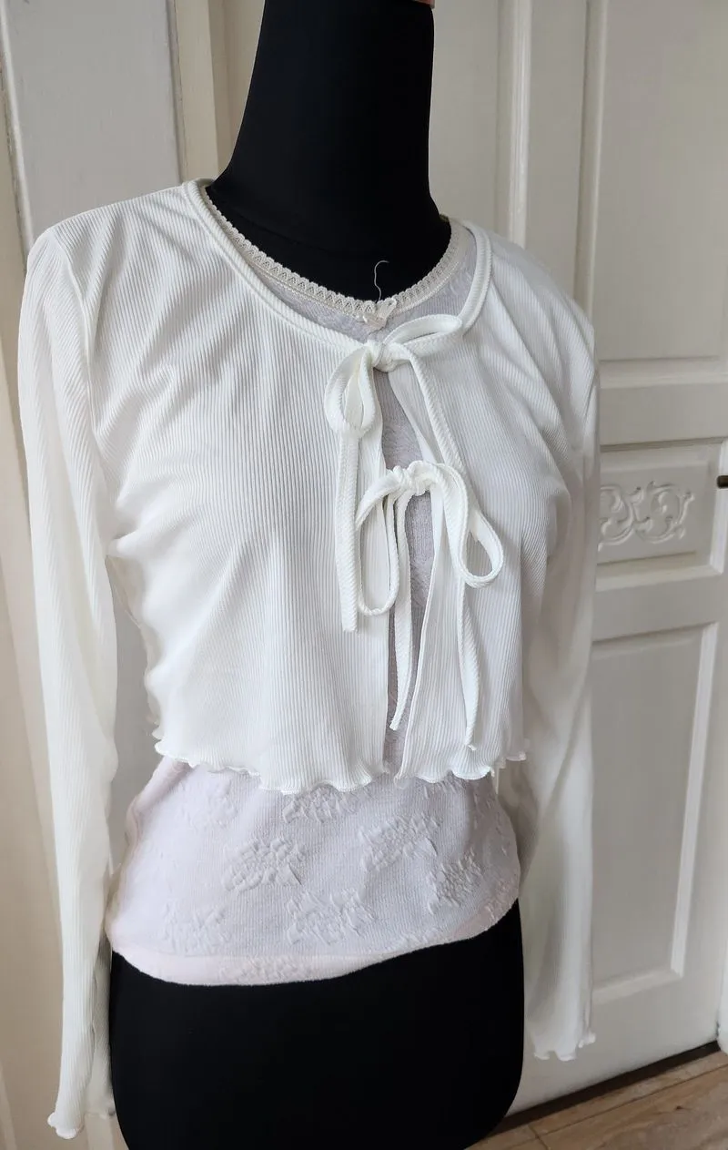 1 Set Cute White Outer & Pink Fit Sweater photo 1