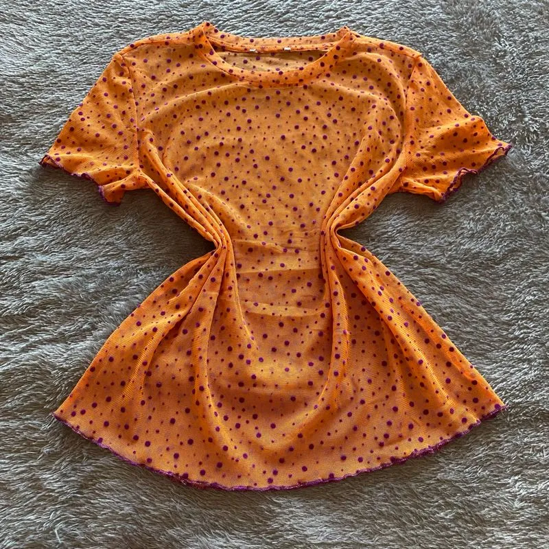 Vintage Y2K Blouse Wanita purple orange photo 1