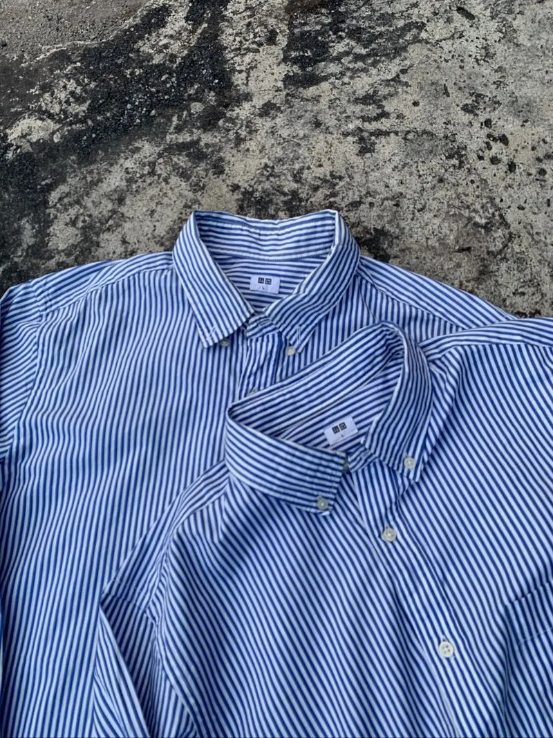 Uniqlo Salur Biru Blue Stripe Formal Kemeja Oxford photo 1