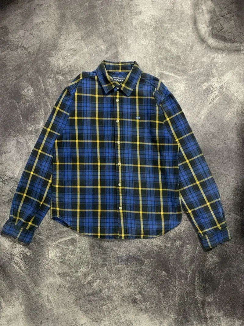 Kemeja flannel lengan panjang Clride.n Blue yellow photo 1