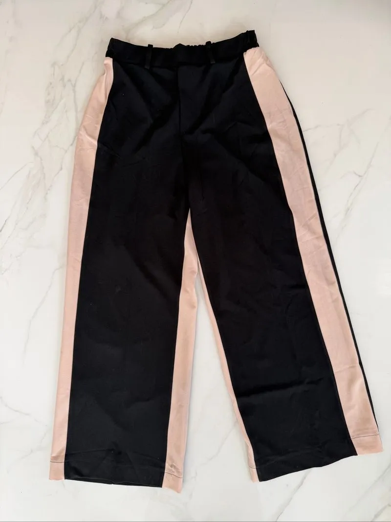 Celana panjang kulot bershka black list pink  photo 1