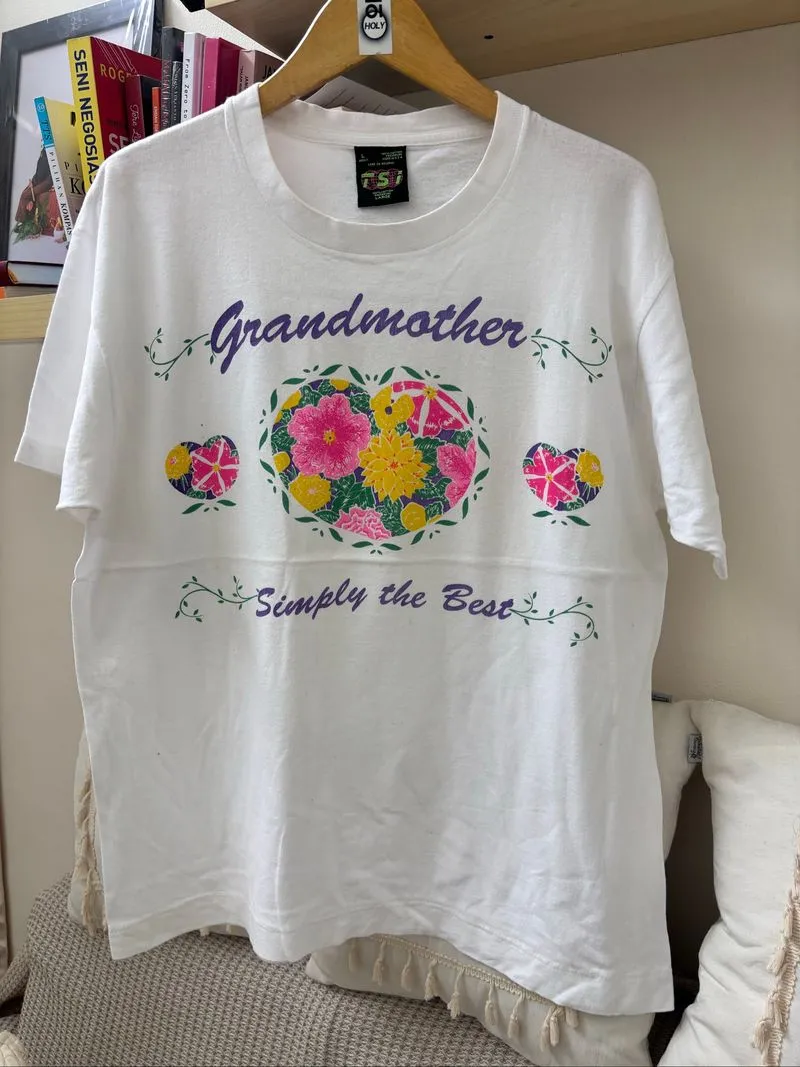 Vintage 80s Art Grandmother Flower by TSI Single Double BOXY photo 1