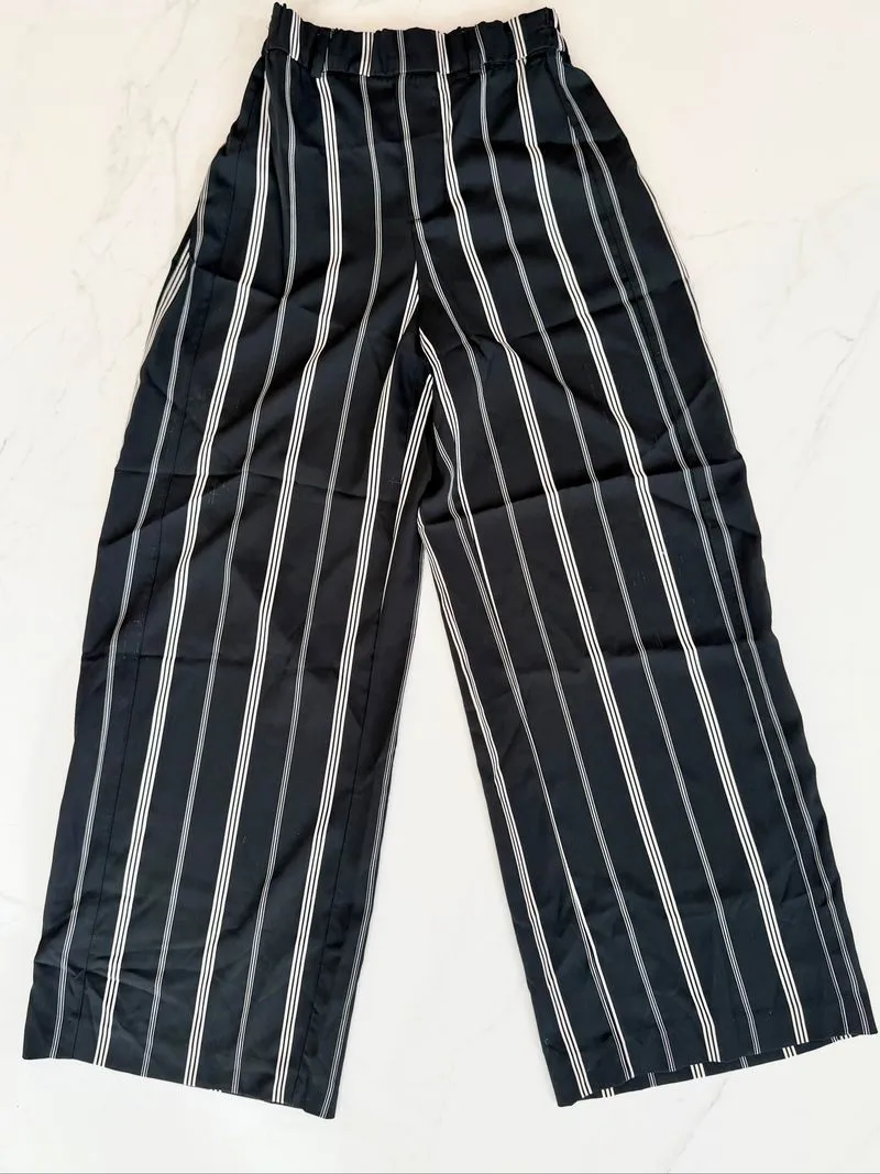 Celana cullotes stripes black office bershka photo 1