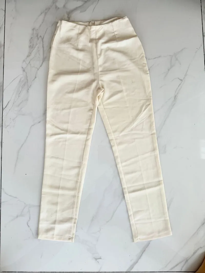 Celana highwaist kulot white slim cut photo 1