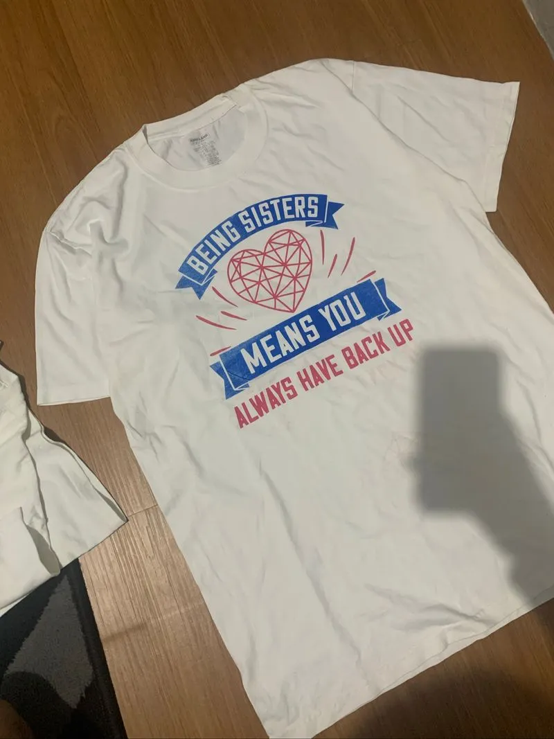 White tee being sister photo 1