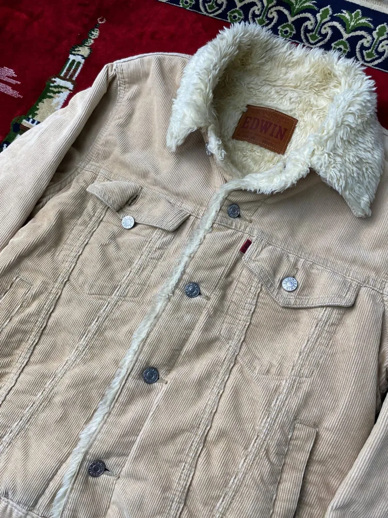 EDWIN Streetwear Casual Denim jacket Pria white cream photo 1